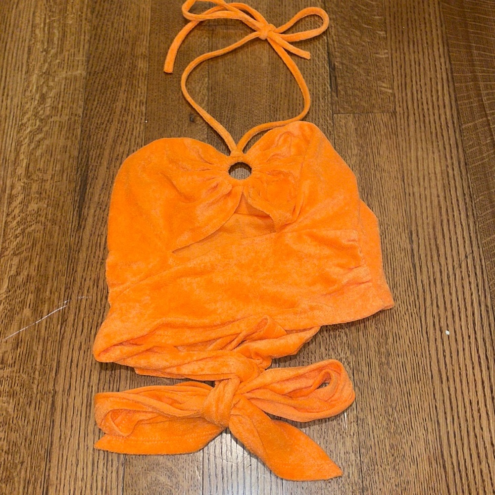 Orange wrap crop top